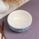 White salad bowl, with a neckline, blue painting, 0.7 l