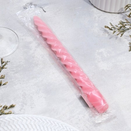 Candle twisted, 2.3x 24.5 cm, 5 hours, 50 g, light pink-1