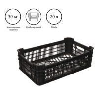 The box is universal, plastic, 52 × 32 × 16 cm, 30 kg, black, mix