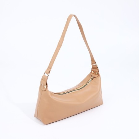 Baget bag with zipper, beige color-2