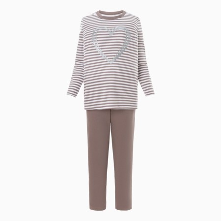 Female "Heart" set (longshit, trousers), light gray color, size 54-4