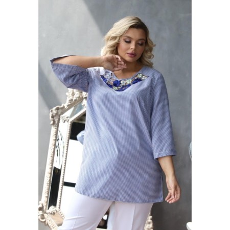 Female blouse, size 62, blue color