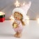 Souvenir Polystone "Baby-Angel in a pink, with a golden heart" 18x6.5x5 cm