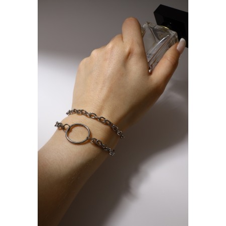 Bracelet Metal "Chain" on the ring, color silver, 21 cm-1