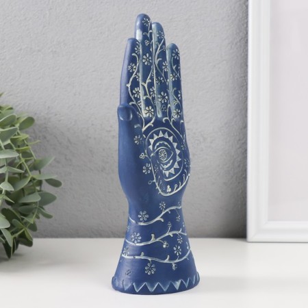 Souvenir Polystone "Hand of Fatima. Flower pattern. Hams" Blue 9.5x6x21 cm-1