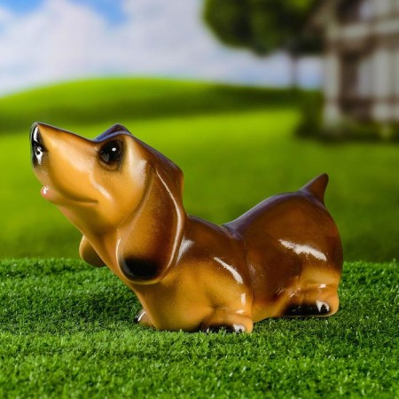 Garden figure "Dachshund" brown 25x12x15 cm-5