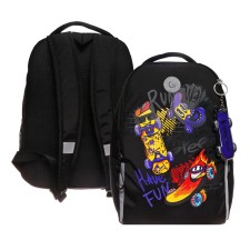 School backpack, 38 x 29 x 16 cm, Grizzly, ergonomic back, black
