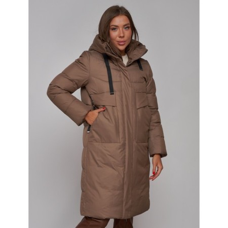 Coat insulated winter female, size 48, brown color-9