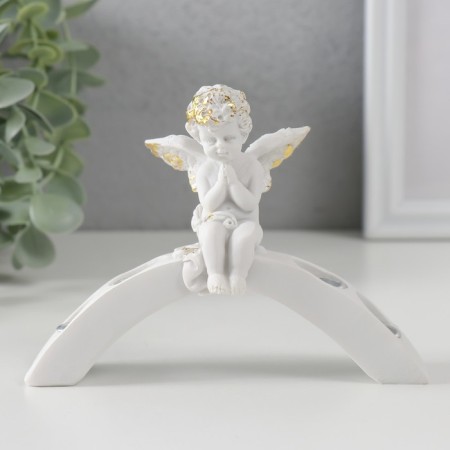 Polystone candlestick for 4 candles "Angel Prayer" D-1,2 cm 10.2x13.6x5 cm