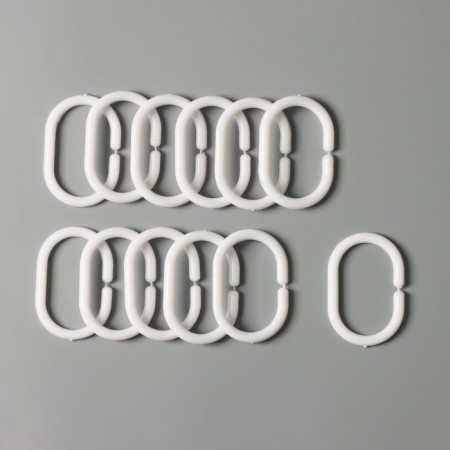 A set of rings for curtains in the bathroom, plastic, 12 pcs, white color-2
