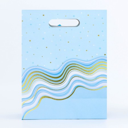 Gift box-package, packaging with a cut handle, "blue grace", 24 x 12 x 31 cm-1