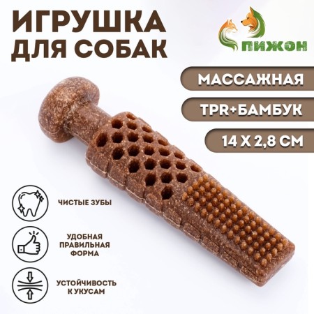 Dog toy "Tower", TPR+Bamboo, Massage, 14 x 2.8 cm