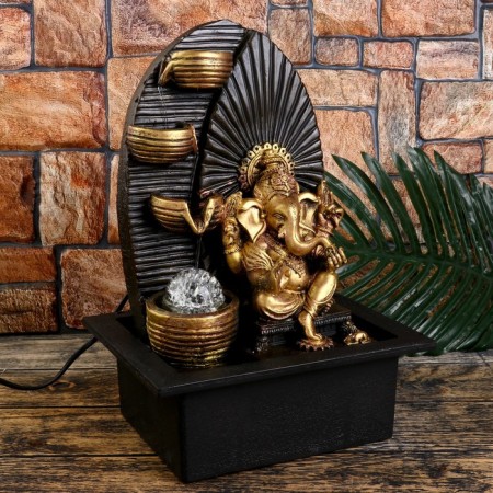 The desktop fountain from the network, the backlight "Golden Ganesh at the waterfall with bowls" 35x25x20 cm-1