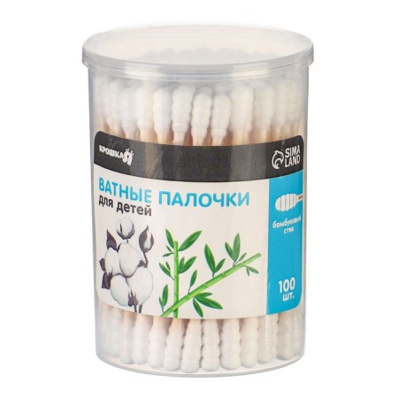 Cotton sticks in the tube 100 pcs., Tip - spiral, cotton/bamboo (stick)-3