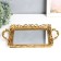 Standing interior polystone with mirror "openwork lines" gold 41.5x23.5x5 cm