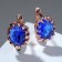 Earrings with rhinestones "Edel" oval lace, blue color in pink gold