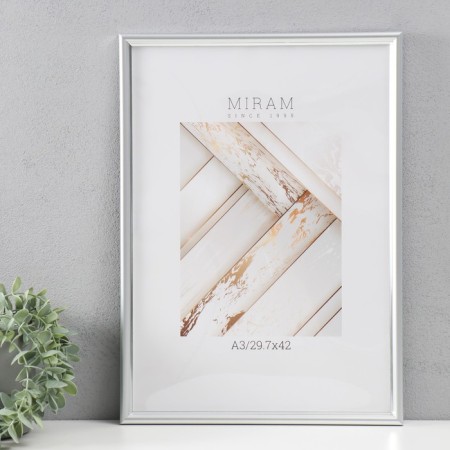 Photo frame Plastic "Mira" 29.7x42 cm, (A3) 636421, silver (plastic screen)