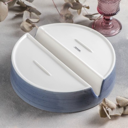 Form for baking from heat -resistant ceramics with divisions "sapphire", 1800 ml, d = 26 cm, blue color-2
