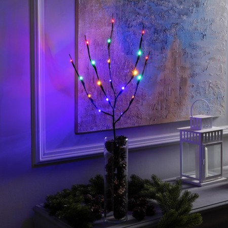LED branch 70 cm, 20 LED, brown, AAH2 (not complete), glow of multi