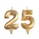 Candle in the cake jubilee "line" (set 2 in 1), number 25, number 52, gold metallic, 6.5 cm