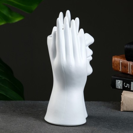 Kashpo - organizer "Hands and face" white, 21x13cm-2