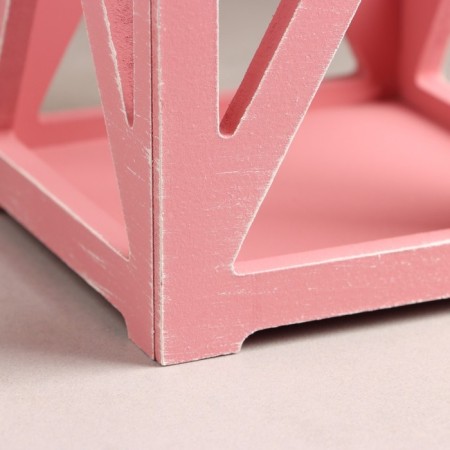 Kashpo wooden 14 × 14 × 26 cm "Lantern High-tech Provence", pink coral-3