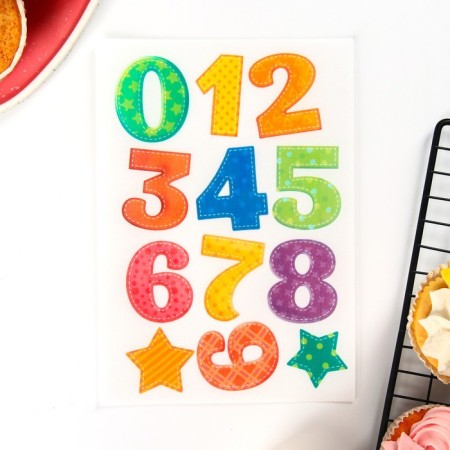 Waffle pictures edible “children's numbers” for cupcakes, Konfinetta cake, 1 sheet A5-2