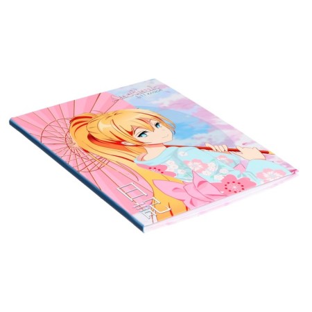 Universal diary for grades 1-11, "Anime. Girl (pink tones)", integral (flexible) cover, matte lamination, selective varnish, 40 sheets-1