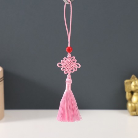 Suspension textiles, plastic "Knot of happiness and infinity" pink 8.5 cm