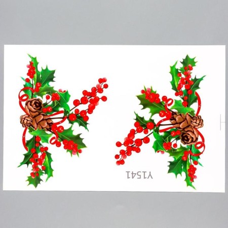 Sticker Plastic Interior color "Winter twig with berries and cones" 20x30 cm-1