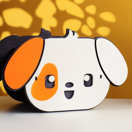 Kashpo wooden "dog" 20.5x10.5x12.5 cm white/orange-4