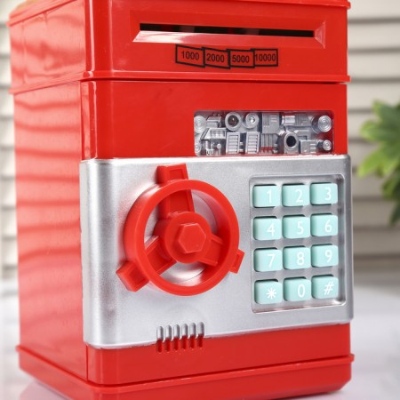 Piggy bank Plastic for coins and bills "safe" code castle, sound 3AA MIX 19.5x12.3x13 cm-4