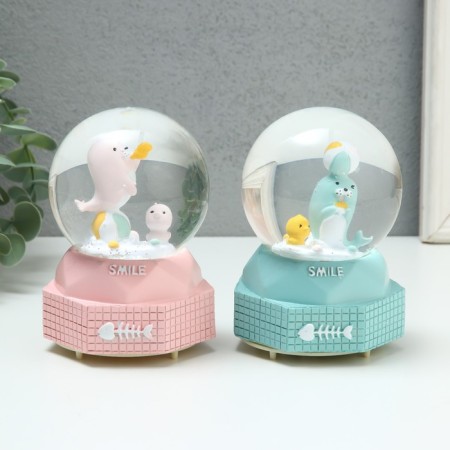 Souvenir Polystone Water Ballion Music, Light "Sea Lion" MIX 8x8x12 cm