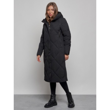 Coat insulated winter female, size 44, black color-2