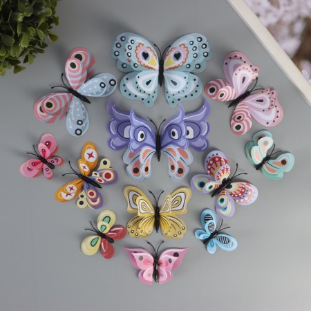 Magnet Plastic "Butterflies with abstract patterns" set of 12 pcs 6; 8; 10; 12 cm