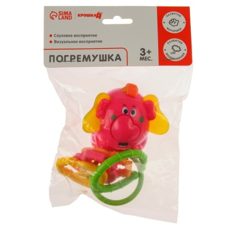 A rattle "Elephant", with elastic elements, color of mix, crush me-5