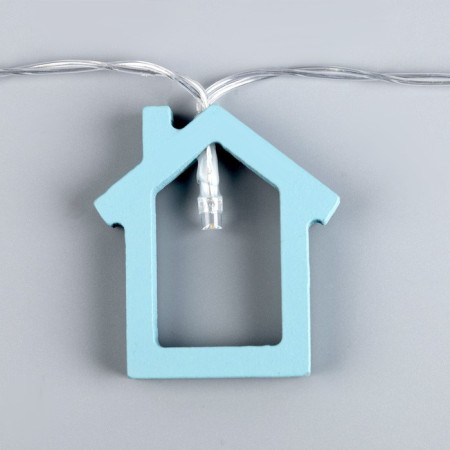 Garland “thread” 1.5 m with nozzles “Blue House”, IP20, Transparent thread, 10 LED, warm white glow, AAH2-3