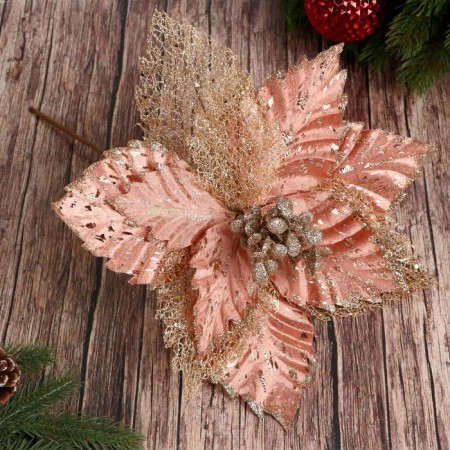 Decor "Cold Flower" 30x20 cm, pink-gold