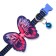 Textile collar with a butterfly and a bell, 30 x 1 cm, blue