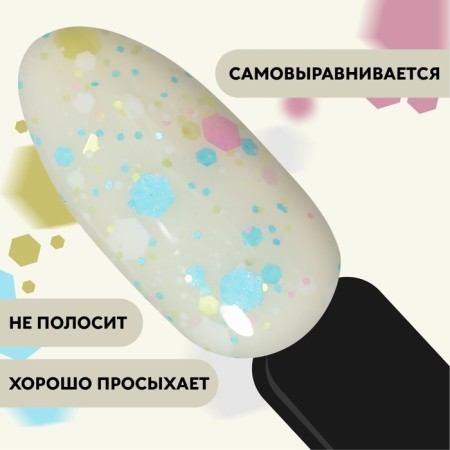 Nail varnish gel, Milk Glitter, 3 phase, 8ml, LED/UV, Transparent color (08)-3