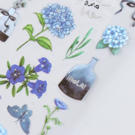 Hydrangea plastic sticker with silver stroke 10x27 cm-2