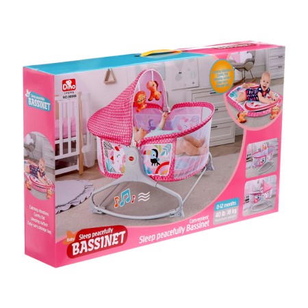 Musical cradle for newborns, pink color-12