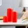 Set of candles - cylinders, set 3 pcs, red (4x5 cm, 4x9 cm, 5x11.5 cm)