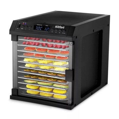 Drywall for vegetables and fruits KitFort KT-1932, 480 W, 11 tiers, black