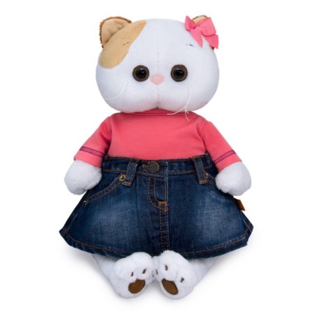 Soft toy "Lee in jeans skirt and coral T-shirt", 27 cm-4