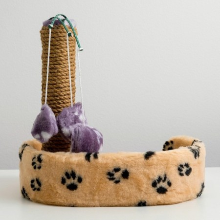 A bed with a clatter for kittens, 34 x 26 x 34 cm, jute, a mix of flowers-4