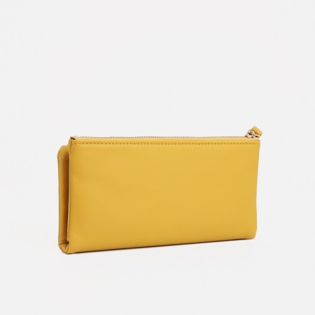 Women's wallet on the button, yellow color-1