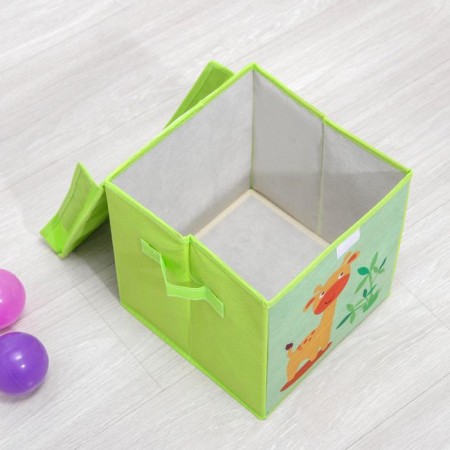 Stellyer box for storage with a giraffe lid, 25 × 25 × 25 cm, green color-2