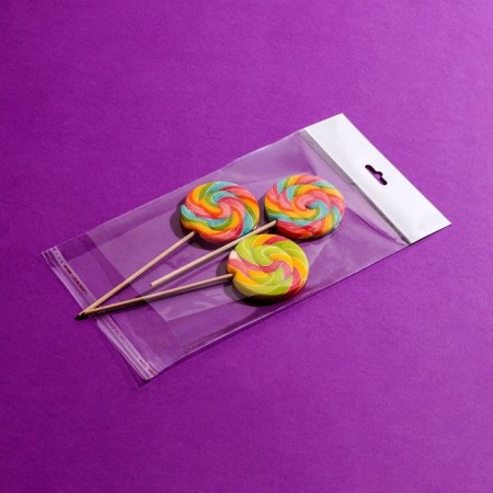 BOPP package with an adhesive valve, transparent 14 x 20/4 cm, euros, 25 μm-8