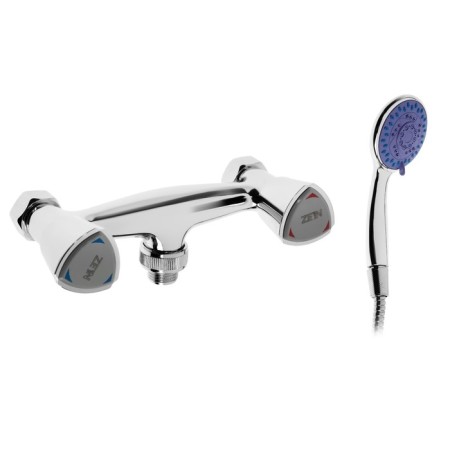 Shower mixer Zein Z3725, two -wound, watering can 3 modes, hose 150 cm, chrome
